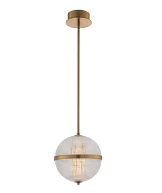 Buy winter-brass-with-clear-criss-cross-glass-glass-and-clear-textured-shade Portland Mini Pendant by Kalco