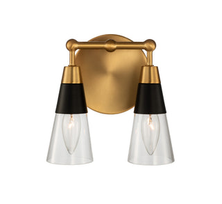 Buy matte-black-w-new-brass-with-clear-glass-glass-and-clear-shade Ponti Vanity by Kalco