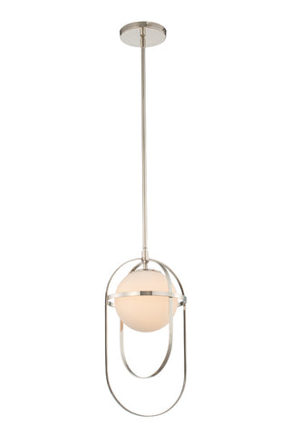 Buy polished-nickel-with-white-opal-glass-glass-and-white-shade Lennox Mini Pendant by Kalco