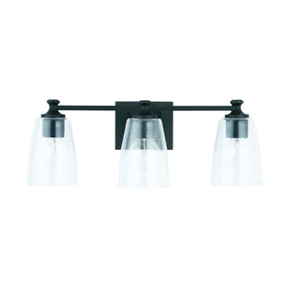 Buy matte-black-with-clear-seeded-glass-glass Myles Vanity by Capital Lighting
