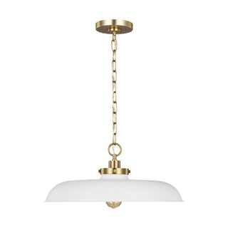 Buy matte-white-and-burnished-brass Wellfleet Outdoor (Damp) Pendant by Visual Comfort Studio