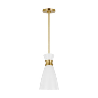 Buy matte-white-and-burnished-brass Heath Outdoor (Damp) Pendant by Visual Comfort Studio