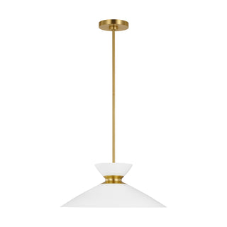 Buy matte-white-and-burnished-brass-with-matte-white-glass Heath Outdoor (Damp) Pendant by Visual Comfort Studio