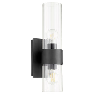 Buy textured-black Clear Fluted Wall Mounts Outdoor (Damp) Sconce by Quorum