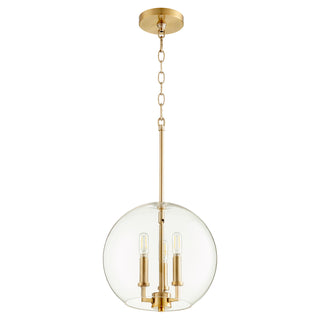 Buy aged-brass-and-clear-shade Globe Pendants Outdoor (Damp) Pendant by Quorum