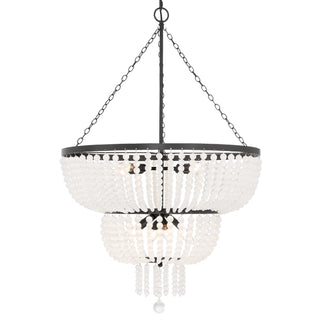 Buy matte-black-with-glass-beads-glass-and-clear-shade Rylee Outdoor (Damp) Chandelier by Crystorama