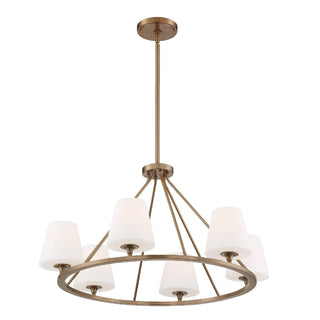 Buy vibrant-gold-and-white-shade Keenan Outdoor (Damp) Chandelier by Crystorama