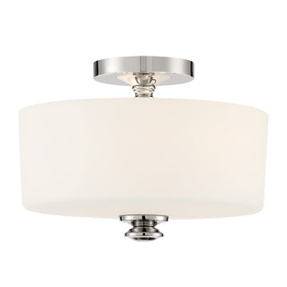 Buy polished-nickel-with-glass-glass Travis Outdoor (Damp) Semi-Flush Mount Ceiling Light by Crystorama