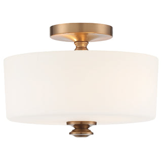 Buy vibrant-gold-with-glass-glass Travis Outdoor (Damp) Semi-Flush Mount Ceiling Light by Crystorama