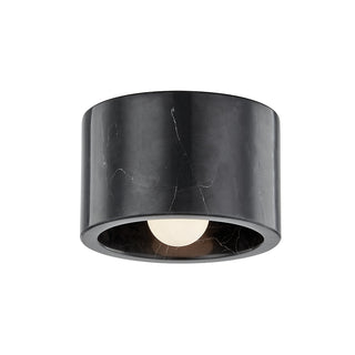 Buy polished-nickel-with-black-glass-and-black-shade Loris Outdoor (Damp) Flush Mount Ceiling Light by Hudson Valley