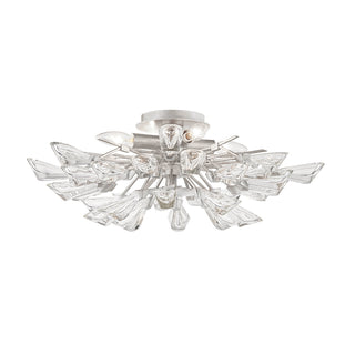 Buy silver-leaf-with-clear-glass-and-clear-shade Tulip Outdoor (Damp) Semi-Flush Mount Ceiling Light by Hudson Valley