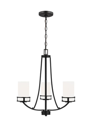 Buy midnight-black-with-etched-white-inside-glass-and-white-shade Robie Outdoor (Damp) Chandelier by Generation Lighting