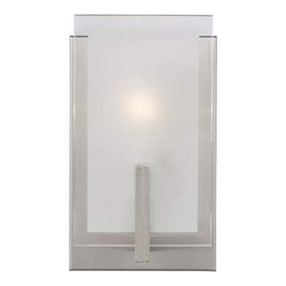 Buy brushed-nickel-with-clear-highlighted-satin-etched-glass-and-frosted-shade Syll Vanity by Visual Comfort Studio