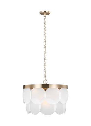 Buy satin-brass-with-satin-etched-glass-and-white-shade Mellita Outdoor (Damp) Pendant by Visual Comfort Studio