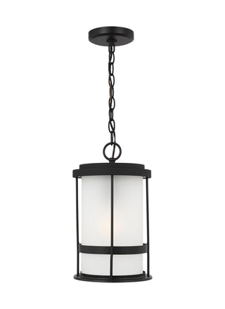 Buy black-with-satin-etched-glass Wilburn Outdoor (Damp) Hanging Lanterns by Generation Lighting