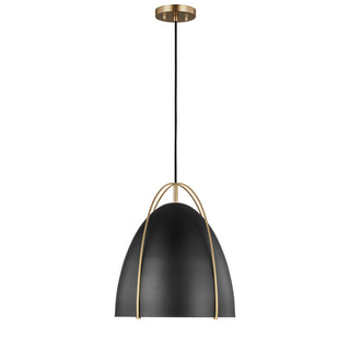 Buy satin-brass-with-midnight-black-glass Norman Outdoor (Damp) Pendant by Visual Comfort Studio