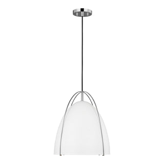 Buy chrome-with-matte-white-glass-and-white-shade Norman Outdoor (Damp) Pendant by Visual Comfort Studio