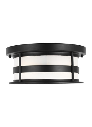 Buy black-with-satin-etched-glass Wilburn Outdoor (Damp) Flush Mount Light by Generation Lighting
