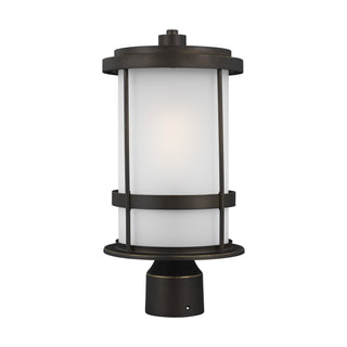 Buy antique-bronze-with-satin-etched-glass-and-white-shade Wilburn Outdoor (Wet) Lantern by Generation Lighting