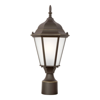Buy antique-bronze-with-satin-etched-glass Bakersville Outdoor (Wet) Post Lantern by Generation Lighting