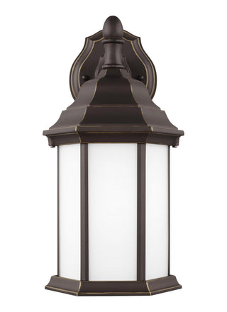 Buy antique-bronze-with-satin-etched-glass Sevier Outdoor (Wet) Wall Lantern by Generation Lighting