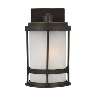 Buy antique-bronze-with-satin-etched-glass Wilburn Outdoor (Wet) Wall Lantern by Generation Lighting