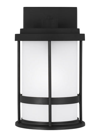 Buy black-with-satin-etched-glass Wilburn Outdoor (Wet) Wall Lantern by Generation Lighting