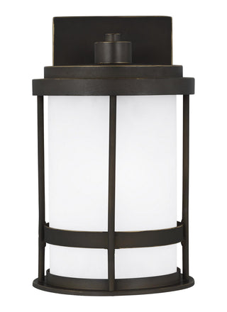 Buy antique-bronze-with-satin-etched-glass Wilburn Outdoor (Wet) Wall Lantern by Generation Lighting