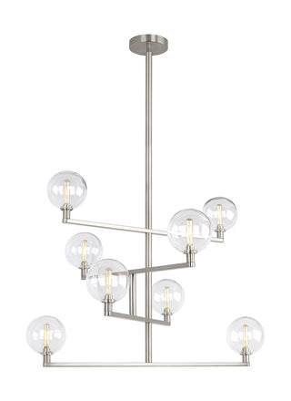 Buy satin-nickel-with-transparent-glass-globe-glass-and-clear-shade Gambit Outdoor (Damp) Chandelier by Visual Comfort Modern