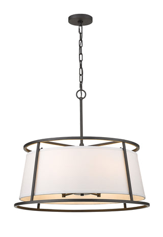 Buy iron-ore-with-white-glass-and-white-shade Lenyx Pendant Chandelier by Z-Lite