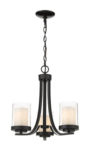 Buy matte-black-with-clear-outside-matte-opal-inside-glass Willow Chandelier by Z-Lite