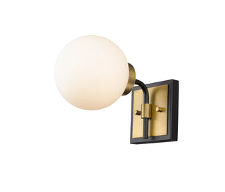 Buy matte-black-olde-brass-with-white-opal-glass Parsons Outdoor (Damp) Sconce by Z-Lite
