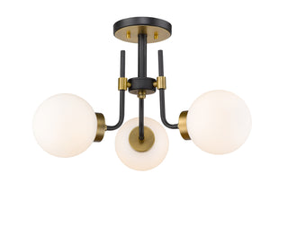 Buy matte-black-olde-brass-with-white-opal-glass-and-clear-shade Parsons Outdoor (Damp) Semi-Flush Mount Ceiling Light by Z-Lite