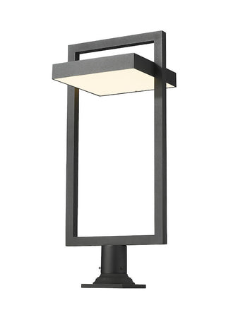 Buy black-with-sand-blast-glass-and-white-shade Luttrel Outdoor (Wet) Pier Mounted Fixture by Z-Lite