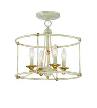 Buy farmhouse-white-w-gilded-gold-leaf Westchester County Outdoor (Damp) Semi Flush Mount Light by Minka-Lavery