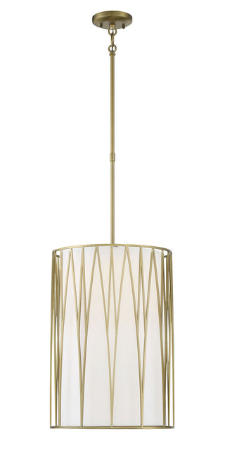 Buy soft-brass-with-white-fabric-glass-and-white-shade Regal Terrace Outdoor (Damp) Pendant by Minka-Lavery