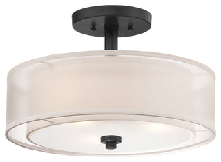 Buy sand-coal-with-translucent-silver-linen-shade-glass Parsons Studio Outdoor (Damp) Flush Mount Ceiling Light by Minka-Lavery