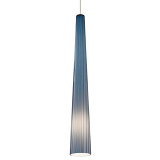 Buy satin-nickel-with-slender-glass-with-vertical-st-glass-and-blue-shade Zenith Pendant by Visual Comfort Modern