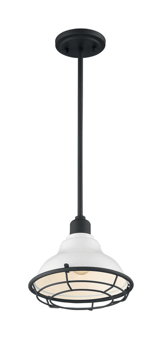 Buy gloss-white-black-accents Newbridge Outdoor (Damp) Pendant by Nuvo Lighting