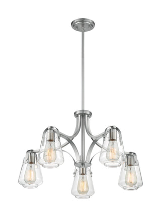 Buy brushed-nickel-with-clear-glass Skybridge Chandelier by Nuvo Lighting