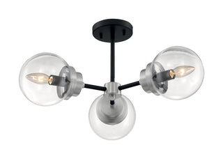 Buy matte-black-brushed-nickel-with-clear-glass-and-clear-shade Axis Semi-Flush Mount Ceiling Light by Nuvo Lighting