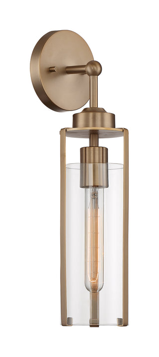 Buy burnished-brass-with-clear-glass Marina Outdoor (Damp) Sconce by Nuvo Lighting