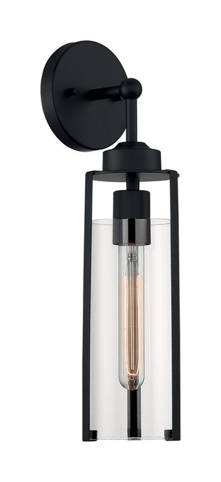 Buy matte-black-with-clear-glass Marina Outdoor (Damp) Sconce by Nuvo Lighting