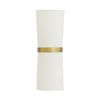Buy antique-brass-with-ivory-microfiber-shades-glass Inwood Outdoor (Damp) Wall Sconce by Arteriors
