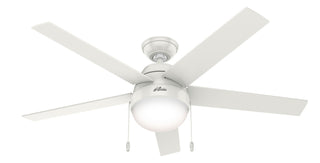 Buy fresh-white-finish-with-fresh-white-and-reversible-natural-wood-blades Anslee Ceiling Fan with Light by Hunter