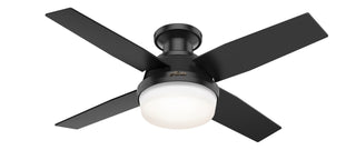 Buy matte-black-finish-with-matte-black-and-reversible-dark-walnut-blades Dempsey Outdoor (Damp) Hugger Ceiling Fan with Light by Hunter