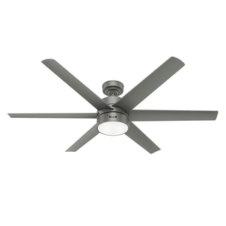Buy matte-silver-finish-with-matte-silver-blades Solaria Outdoor (Damp) Ceiling Fan with Light by Hunter