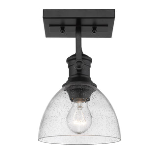 Buy matte-black-with-seeded-glass-glass-and-clear-seedy-shade Hines Outdoor (Damp) Directional Semi-Flush Mount Light by Golden