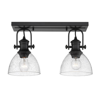 Buy matte-black-with-seeded-glass-glass-and-clear-seedy-shade Hines Outdoor (Damp) Semi-Flush Mount Ceiling Light by Golden