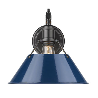 Buy matte-black-with-navy-blue-glass-and-metal-shade Orwell Outdoor (Damp) Sconce by Golden